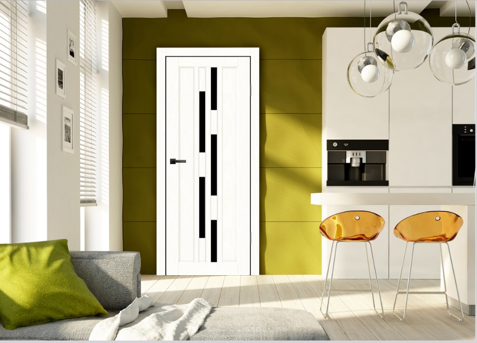 Комплект ЦАРГИ Оттава Ясень белоснежный 600 мм экошпон (дверь+погонаж+замок+петли)*1