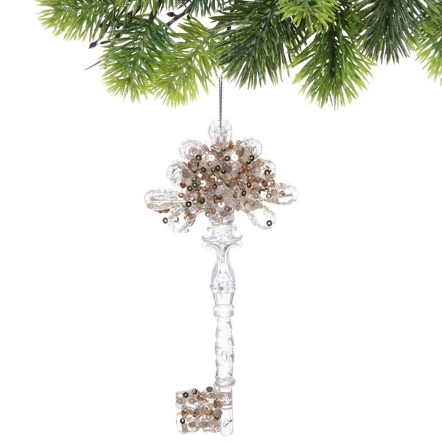 Подвеска "Ключ от сказки" 16*7 см, Белый/Золотой блеск