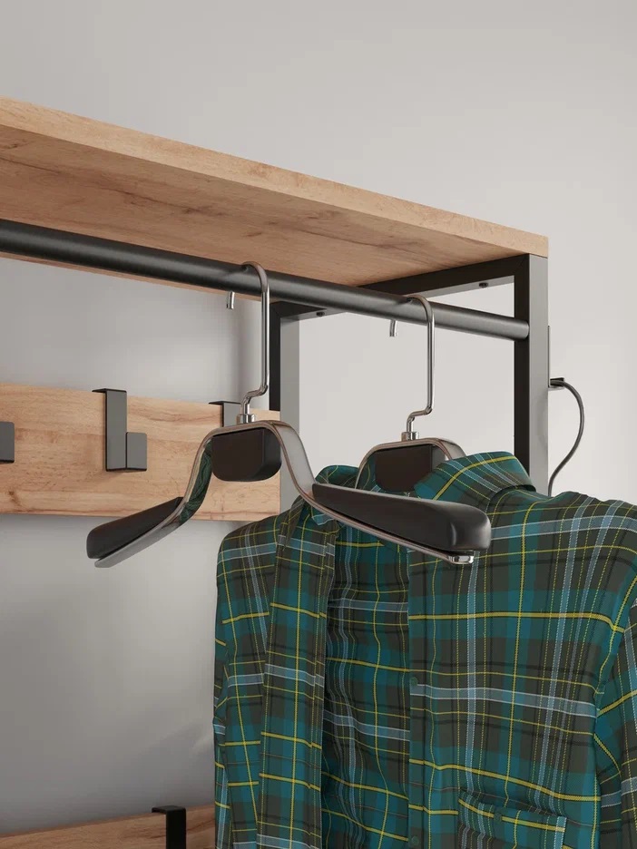 Вешалка напольная "Прихожая-Гардеробная" "Торонто 23Л" ш.0,67м,в.1,87м,гл.0,3м Дер./Черн.ВГТ23Л Ч *1