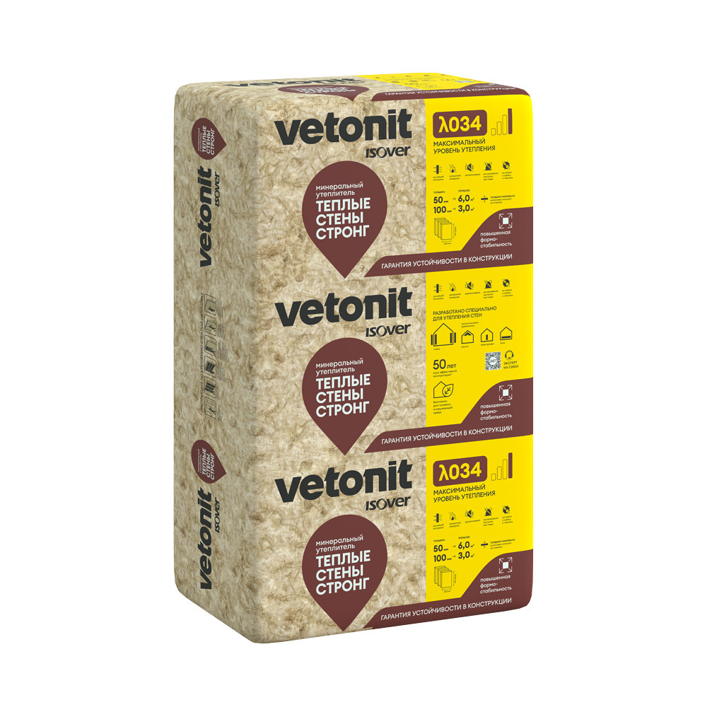Утеплитель Vetonit Теплые стены стронг, 50 мм, 10 плит, 6 м² Утеплитель Vetonit Теплые стены стронг, 50 мм, 10 плит, 6 м²