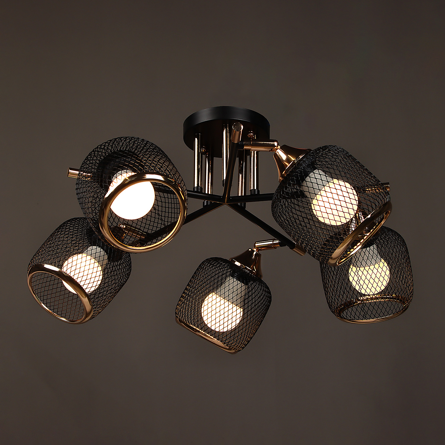 Люстра N6408/5 BK+FGD 5*40W E27 220V (d-600; h-230) VERNER LIGHTING *1