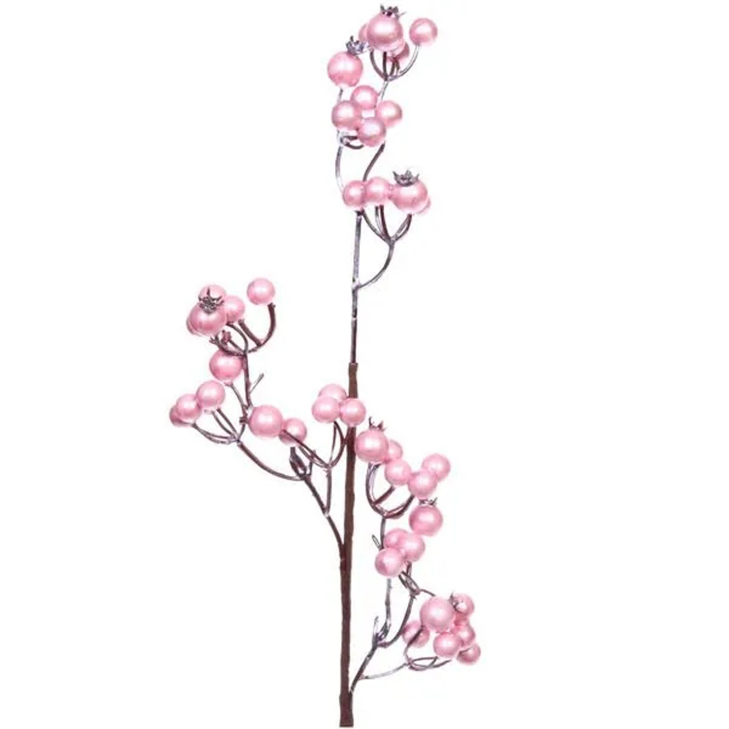 Ветка декоративная "Сказочная ягода" 60 см, Розовый жемчуг