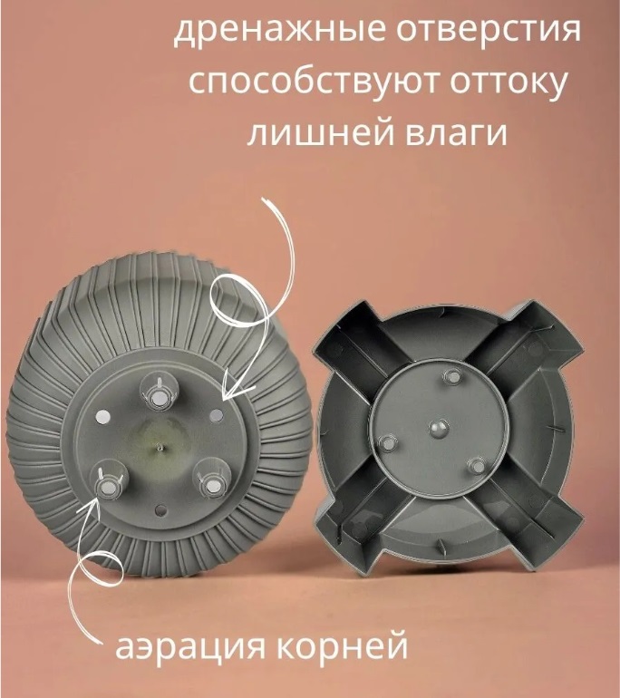 Кашпо пластм. "Торин" 9,5л d верха 250мм h 257мм с поддоном Серый 5 0792 PL *1/3