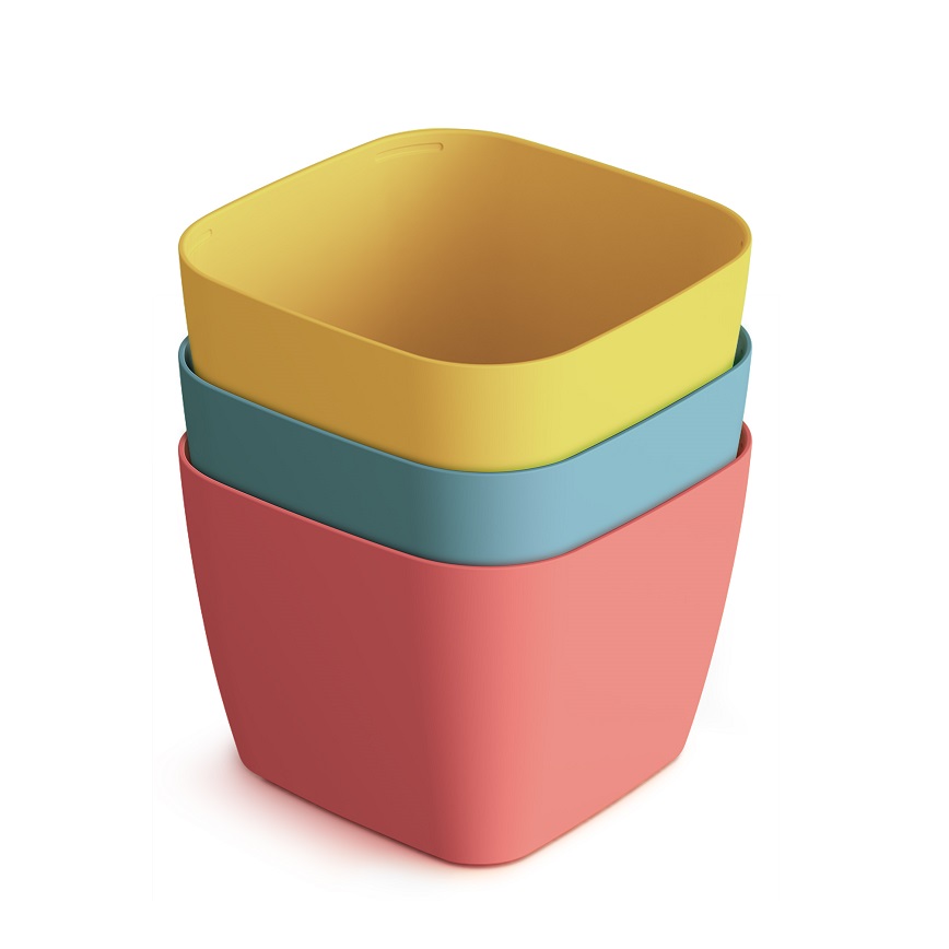 яяяКашпо пластм. "Фьюжн" НАБОР 3х0,6л 104х104мм h76мм С378КОЛ ("Мартика") *1/4