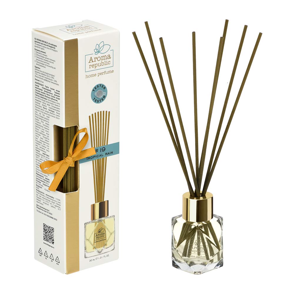Диффузор ароматический AROMA REPUBLIC 30 мл СТЕКЛО Tropical rain №19  93814  *1/12 Диффузор ароматический AROMA REPUBLIC 30 мл СТЕКЛО Tropical rain №19  93814  *1/12