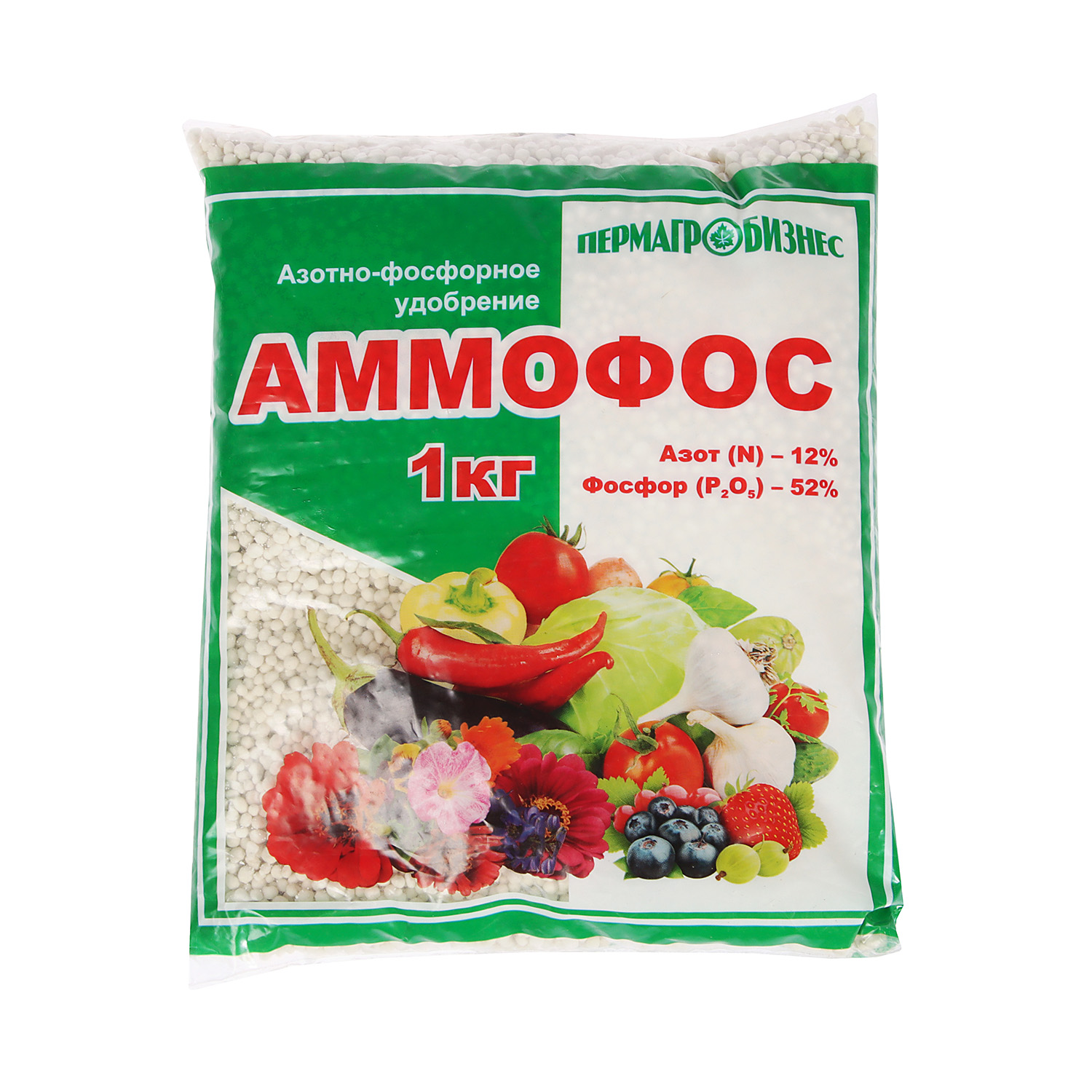 Удобрение аммофос Пермагробизнес, 1 кг Удобрение аммофос Пермагробизнес, 1 кг