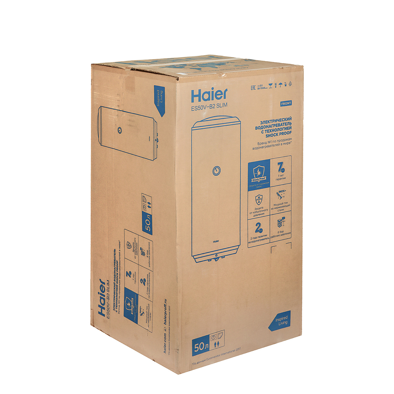 Водонагреватель накопительный 50 л Haier B2 Slim, 1.5 кВт, вертикальный