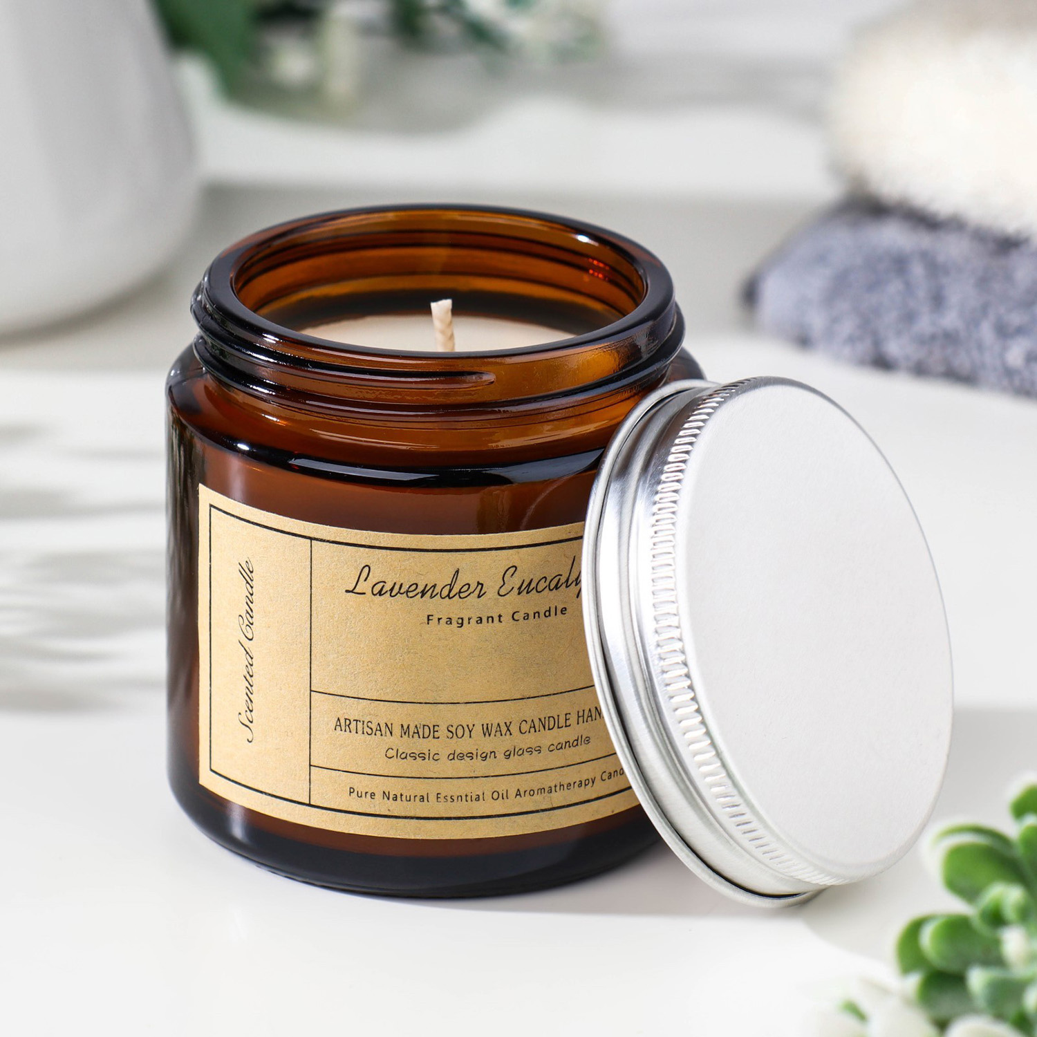 Свеча ароматическая в банке "Лаванда и эвкалипт", 6,5х5,5 см, 100 гр   7999249