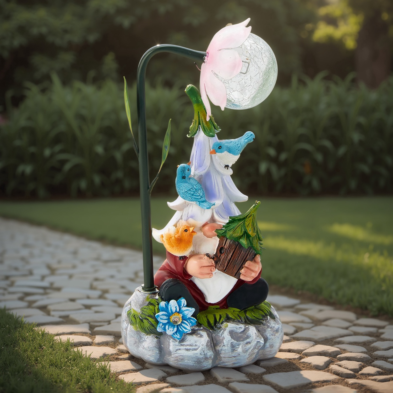 Садовая фигура с подсветкой "Гном лесничий"14х12х25см   10824125