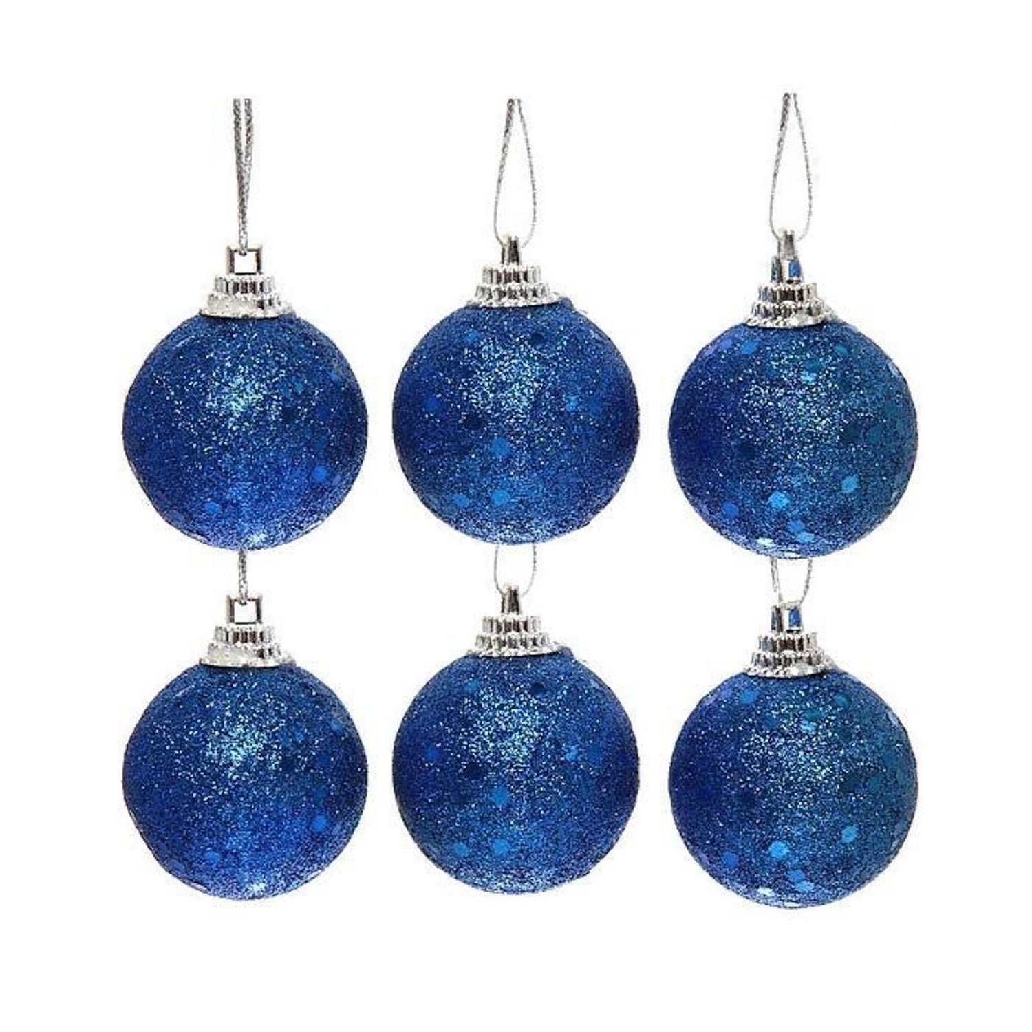 Новогодние шары 4 см "Посыпка из блёсток" набор 6 шт, синий Новогодние шары 4 см "Посыпка из блёсток" набор 6 шт, синий
