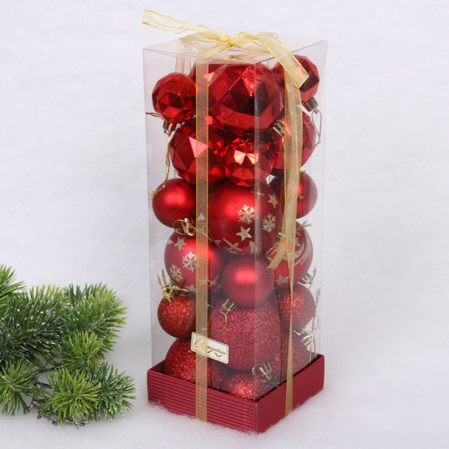 Набор шаров "Winter shine" 6 см + 4 см (24 предмета), Красный Набор шаров "Winter shine" 6 см + 4 см (24 предмета), Красный