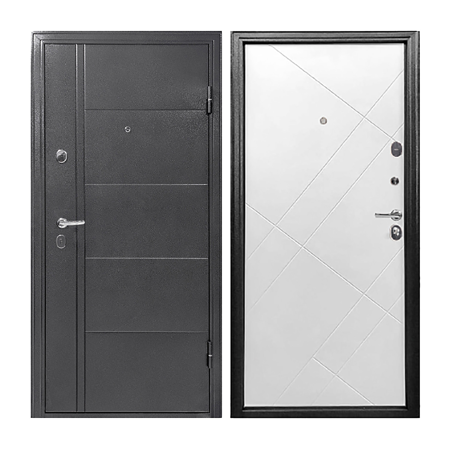 Дверь входная 2050х960х65 мм Форпост, правая, серебристый антик/белый матовый