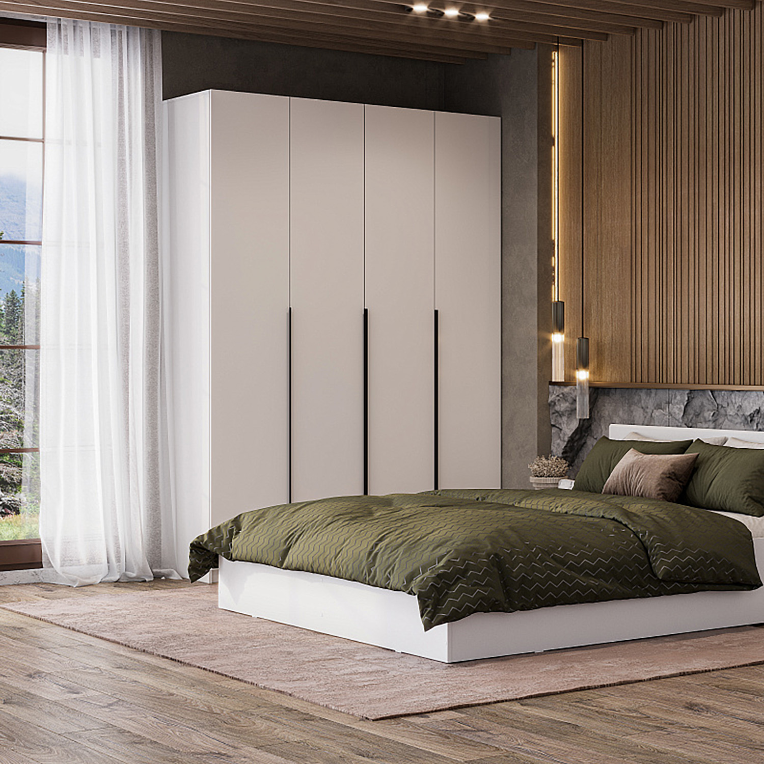 Шкаф 160х221.6х50.6 см СВ-Мебель ШК 5, белый текстурный