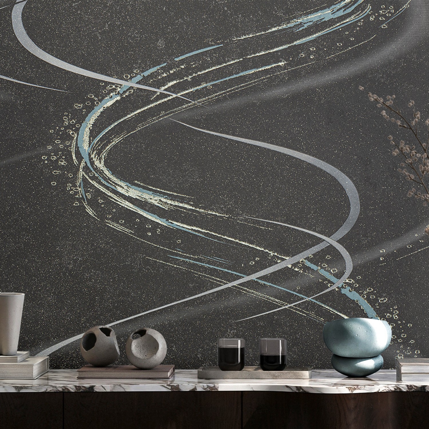 яяяОбои флиз Ateliero Tornado (графит) 589239 1.06*10м *6