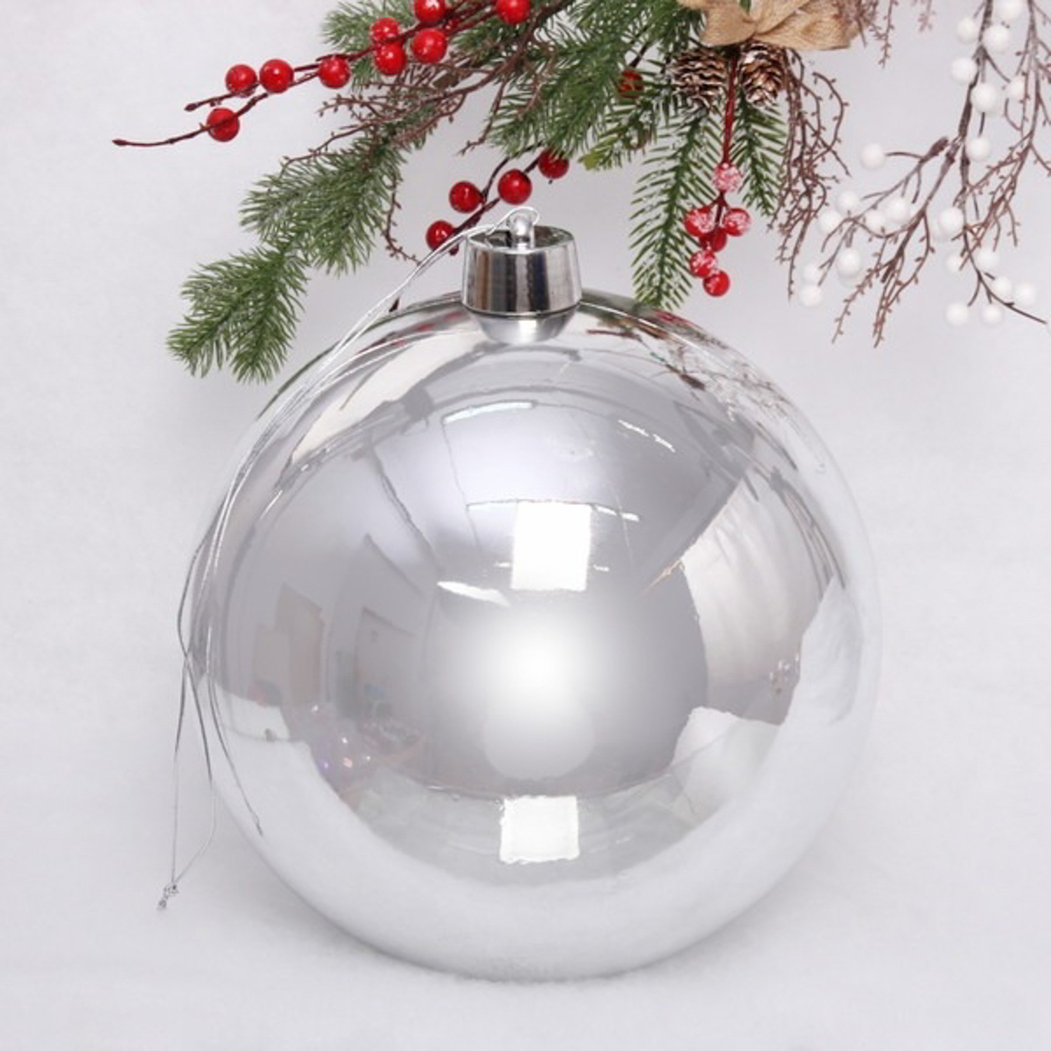 Новогодний шар 30 см "Глянец", серебро