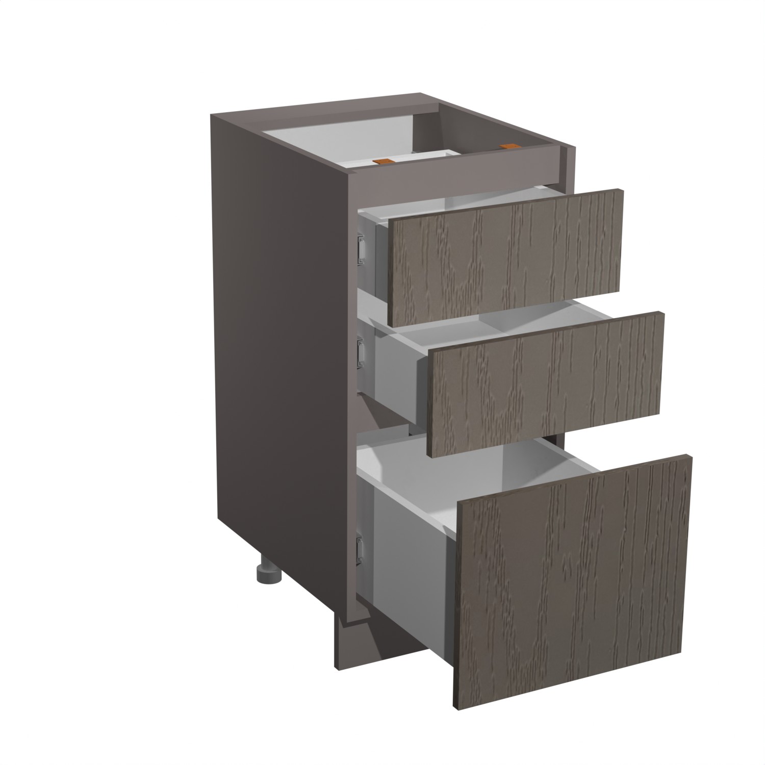 Шкаф напольный 400х850х600 мм BROZEX-WOOD Эрика, с тремя ящиками, грейдж / ясень грей софт