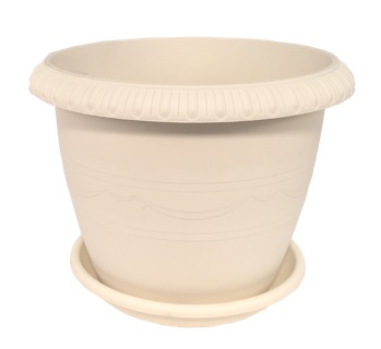 Кашпо пластм. "Lе Jardin" 1.6л, d верха 150мм h135мм с поддоном св. Серый 101-1 (Tek.A.Tek)*1/60