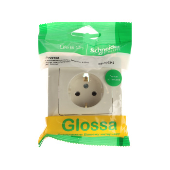 Розетка "Glossa" СП 1-мест. бежевая с/з GSL000242 *1/15