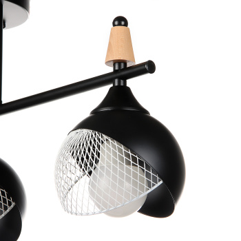 Люстра N6418/3 BK+WOOD 3*40W E27 220V (l-560; w-120; h-270) VERNER LIGHTING *1