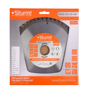 Диск пильный 210*30,0мм 48 зубьев по дереву (9020-210-30-48Т) Sturm *1/50 Диск пильный 210*30,0мм 48 зубьев по дереву (9020-210-30-48Т) Sturm *1/50