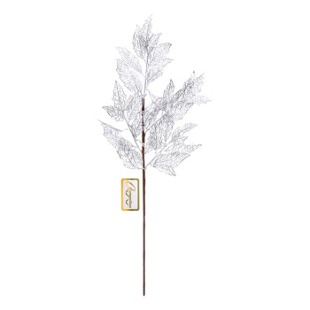 Ветка декоративная "Зимние листья" 70 см, Серебро