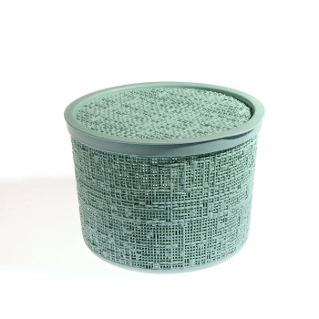 Коробка д/хранения пластм. с кр. "Бязь" кр. d220мм,в.160мм (4,5л) Морск.волна М2329 ("М-Пл-ка") *1/8