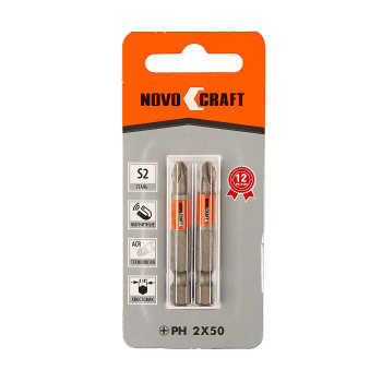 Бита крестовая PH2х 50мм (2шт) магнитная S2 хвостовик1/4"Е NovoCRAFT *1/25