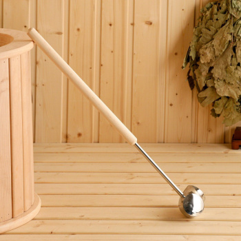 Ковш для бани "Рожок" из нержавеющей стали, с деревянной ручкой 9718715