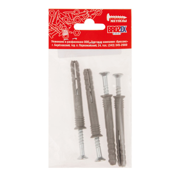 Дюбель с шурупом BROZEX 8,0*60 пакет (4шт) *10/100 Дюбель с шурупом BROZEX 8,0*60 пакет (4шт) *10/100