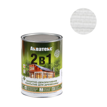 Защитно-декоративное покрытие 0.8 л для древесины АКВАТЕКС 2 в 1, алкидное, белый