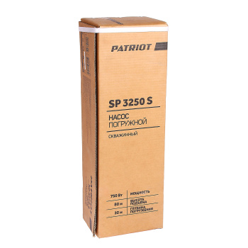 Насос погружной скважинный винтовой шнур18м 750Вт 1920 л/час напор80м PATRIOT SP 3250 S *1 Насос погружной скважинный винтовой шнур18м 750Вт 1920 л/час напор80м PATRIOT SP 3250 S *1