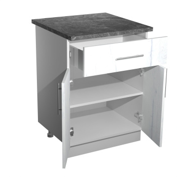 Шкаф напольный 600х850х600 мм BROZEX-WOOD Camellia, с двумя дверцами, с ящиком, графит