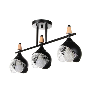 Люстра N6418/3 BK+WOOD 3*40W E27 220V (l-560; w-120; h-270) VERNER LIGHTING *1