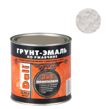 Грунт-эмаль по ржавчине серебристая с молотковым эффектом 0,75 л DALI *1/6/576