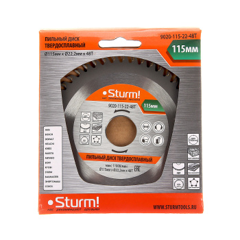 Диск пильный 115*22,2мм 48 зубьев по дереву (9020-115-22-48Т) Sturm *1/50/100 Диск пильный 115*22,2мм 48 зубьев по дереву (9020-115-22-48Т) Sturm *1/50/100