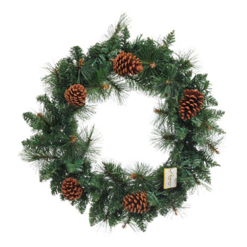 Венок хвойный "Богатство шишек" d-60 см, леска, ПВХ, шишки