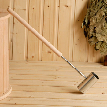 Ковш для бани "Прямой" из нержавеющей стали, с деревянной ручкой 9718716