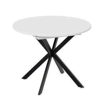 Стол обеденный круглый раздв.Мэдисон d1000(+315)мм h750мм Белый/Черный Муар ТриЯ*1