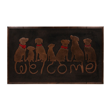 Коврик 45*75 см придверный медь "Welcome" собаки "VORTEX" (арт.24317) *1/10