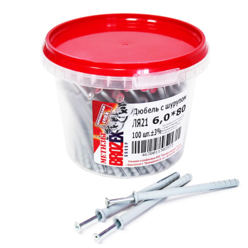 Дюбель с шурупом BROZEX 6,0*80 ВЕДРО (100шт) *6 Дюбель с шурупом BROZEX 6,0*80 ВЕДРО (100шт) *6