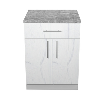 Шкаф напольный 600х850х600 мм BROZEX-WOOD Camellia, с двумя дверцами, с ящиком, серый / юта