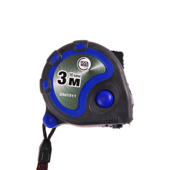 Рулетка 3м х16мм резино-пластик. корпус стальная лента фиксатор магнит арт.2501511 T4P *1/12/180