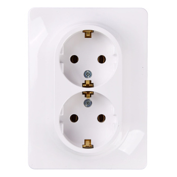 Розетка "Glossa" СП 2-мест. белая c/з GSL000124 *1/10/60
