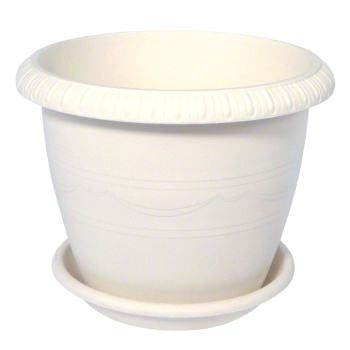 Кашпо пластм. "Lе Jardin" 5.5л, d верха 250мм h200мм с поддоном св. Серое 103-1 (Tek.A.Tek)*1/24