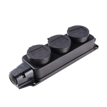 Розетка КАУЧУК переносная c заглушкой 3-мест 2Р+РЕ 16А 250В TDM SQ0612-0008 *1/36