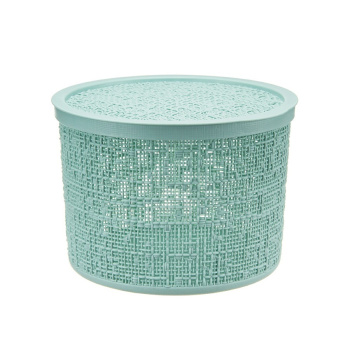 Коробка д/хранения пластм. с кр. "Бязь" кр. d220мм,в.160мм (4,5л) Морск.волна М2329 ("М-Пл-ка") *1/8