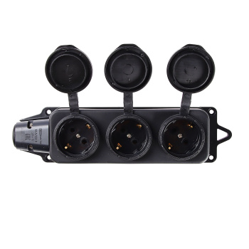 Розетка КАУЧУК переносная c заглушкой 3-мест 2Р+РЕ 16А 250В TDM SQ0612-0008 *1/36